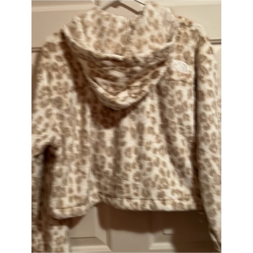 North Face Cropped Leopard Osito Hoodie Jacket 3/4 zip - Picture 3 of 4